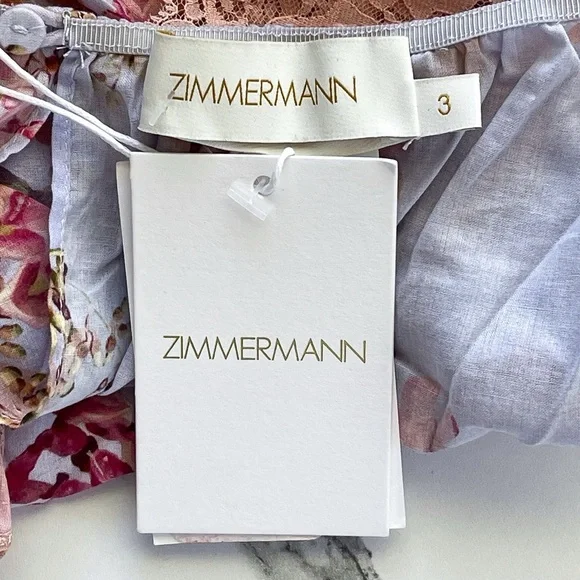 Zimmermann Botanica Teddy Bodysuit Lace Floral Pink Milettia Size 10 NWT - Picture 5 of 10